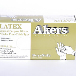 Akers Industrial Latex gloves,Powder Free, Large , White Box Of 100ct 4mil